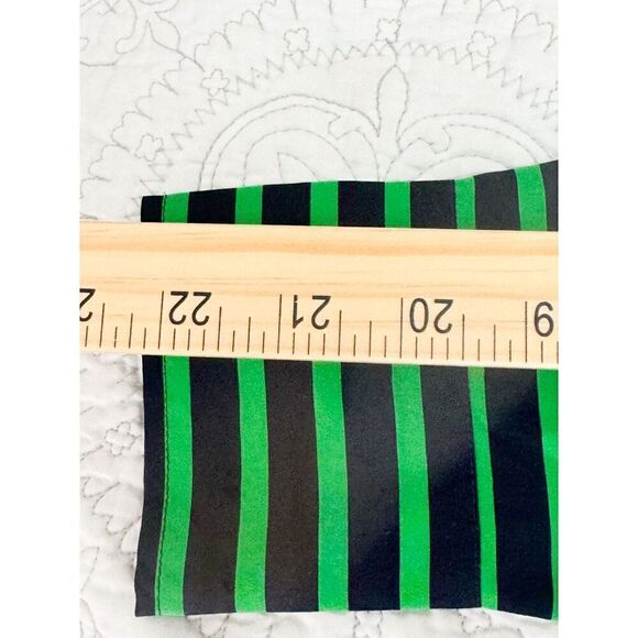 J. Crew 100% Silk Navy and Green Striped Collared Button-Up Sz 0 Excellent Cond. - Picture 7 of 7